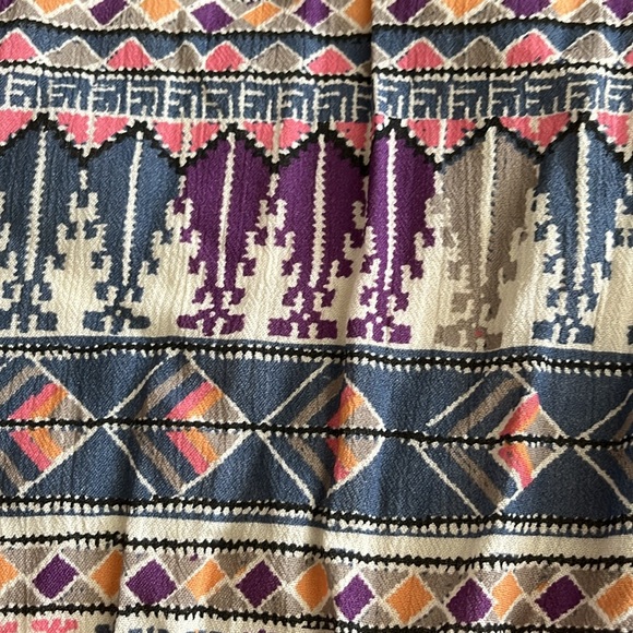 FREE PEOPLE SIZE S/P White and Blue Dress with Geometric Patterns - Picture 7 of 7